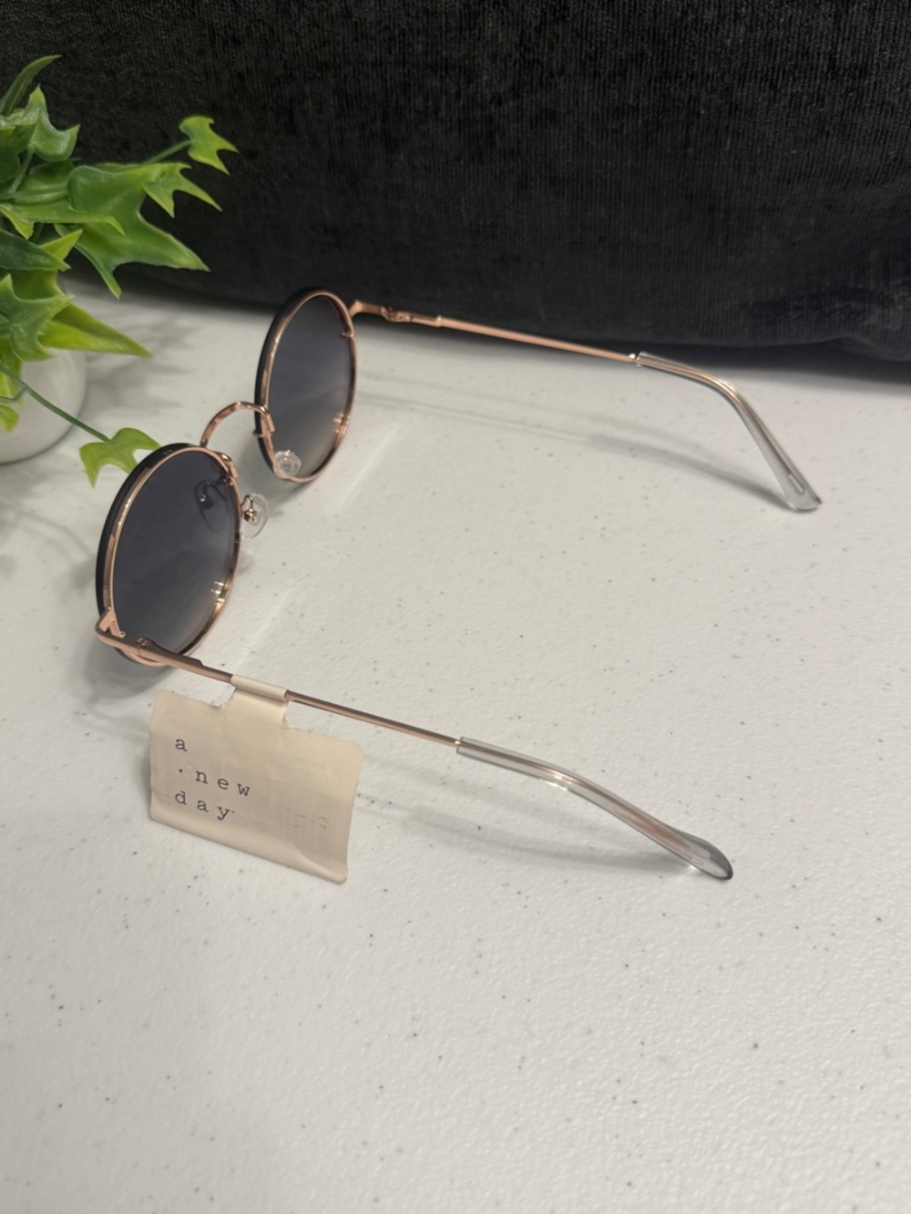 a new day Round Sunglasses with Black Gradient Lenses and Gold Frame - Picture 2 of 3